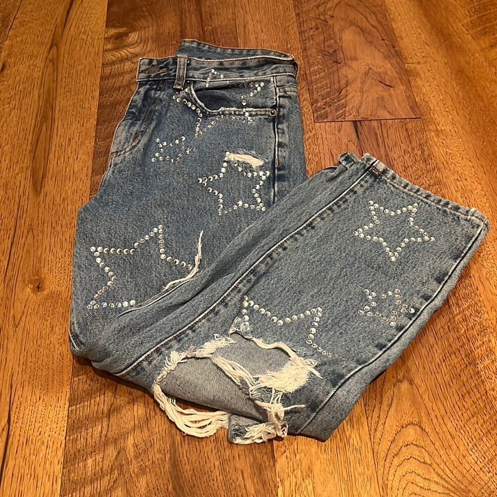 CARMAR Woman’s Sequin Ripped Jeans Size 24